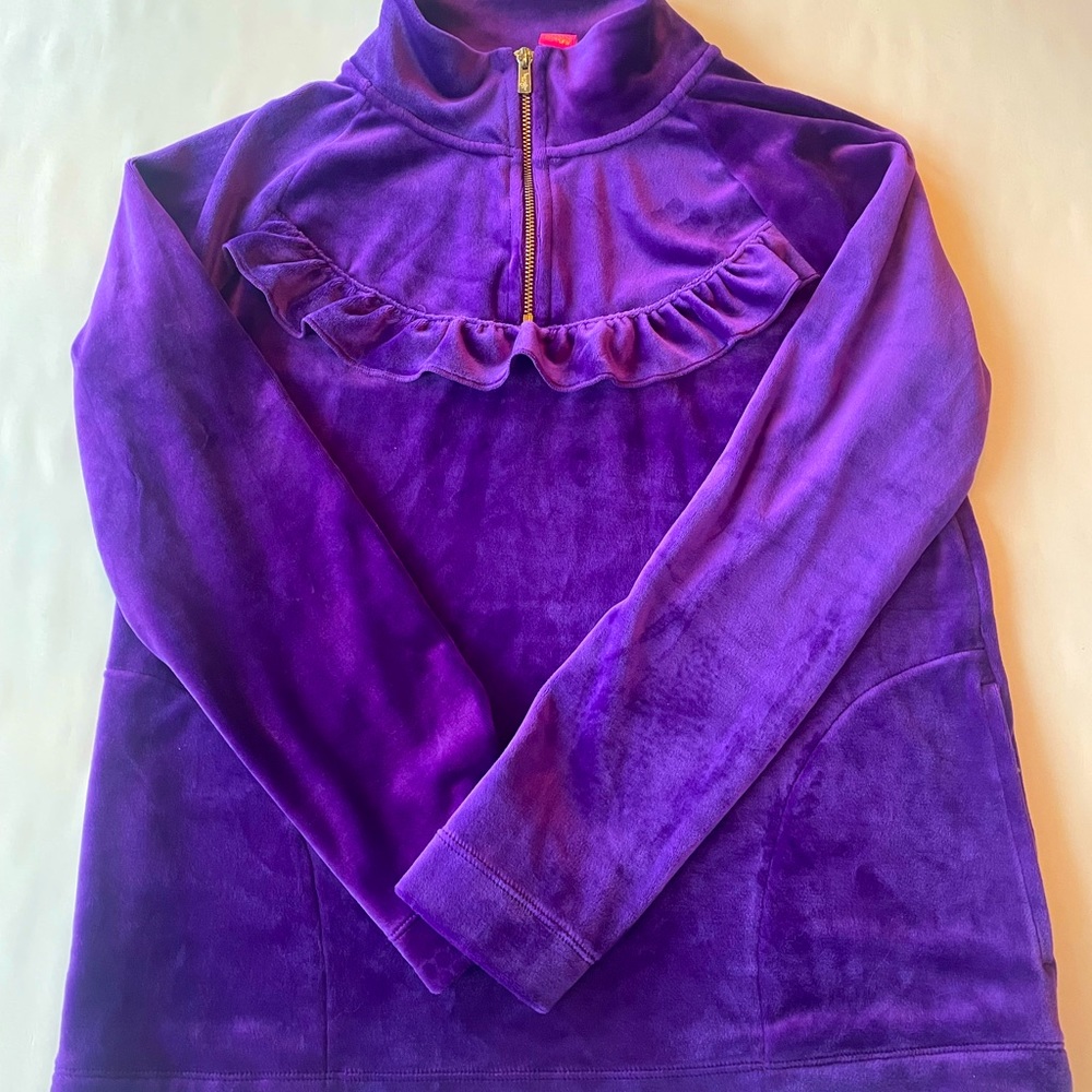 Lilly Pulitzer girls purple Oaklee 1/4 zip popover in size XL (12/14)